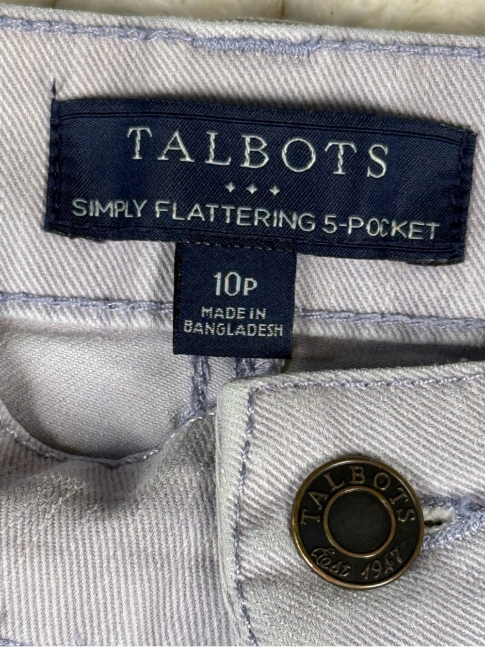 Talbots 10P Light Purple Simply Flattering 5-Pocket Straight Leg Pants Petite - Picture 4 of 7